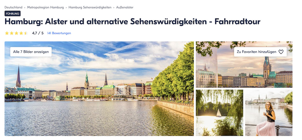 Alster und alternative Sehenswürdigkeiten – Fahrradtour (Dauer 3 Stunden)