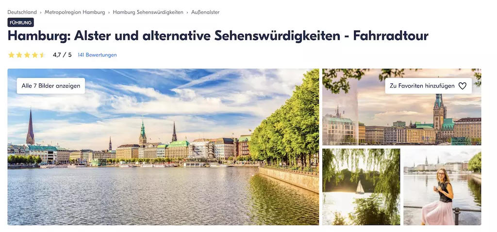 Alster und alternative Sehenswürdigkeiten – Fahrradtour (Dauer 3 Stunden)