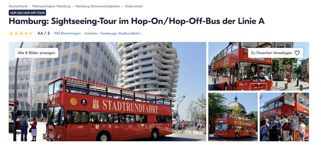 Sightseeing-Tour im Hop-On/Hop-Off-Bus der Linie A (Dauer 1,5 Stunden)