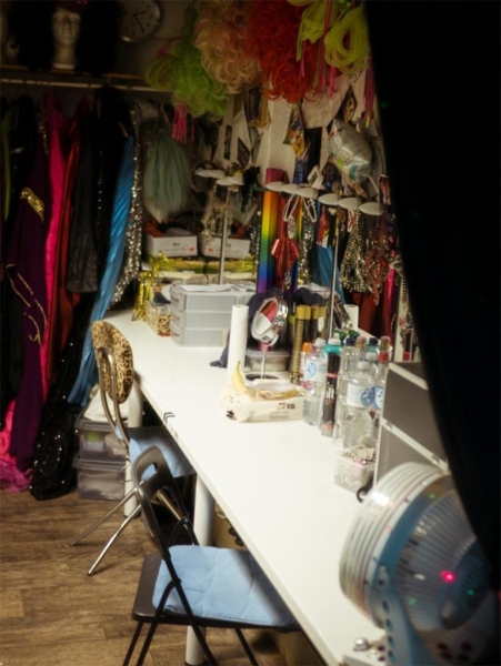 St. Pauli ungeschminkt - Sonntagskieztour, Kult Kieztour mit Veuve Noire, Reeperbahn privat - Backstage Einblicke in die Garderobe von Olivias Show Club (02), Große Freiheit (c) www.kult-kieztouren.de, David Afriyie